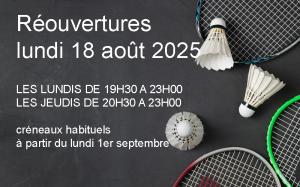 Réouvertures à partir du lundi 18 août 2025